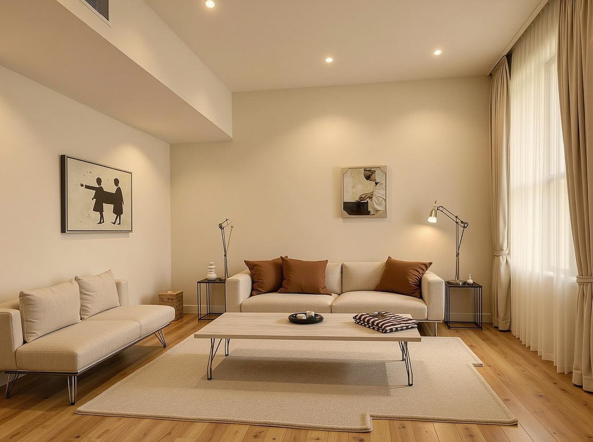 Modern minimalist living room design created with AI staging tool