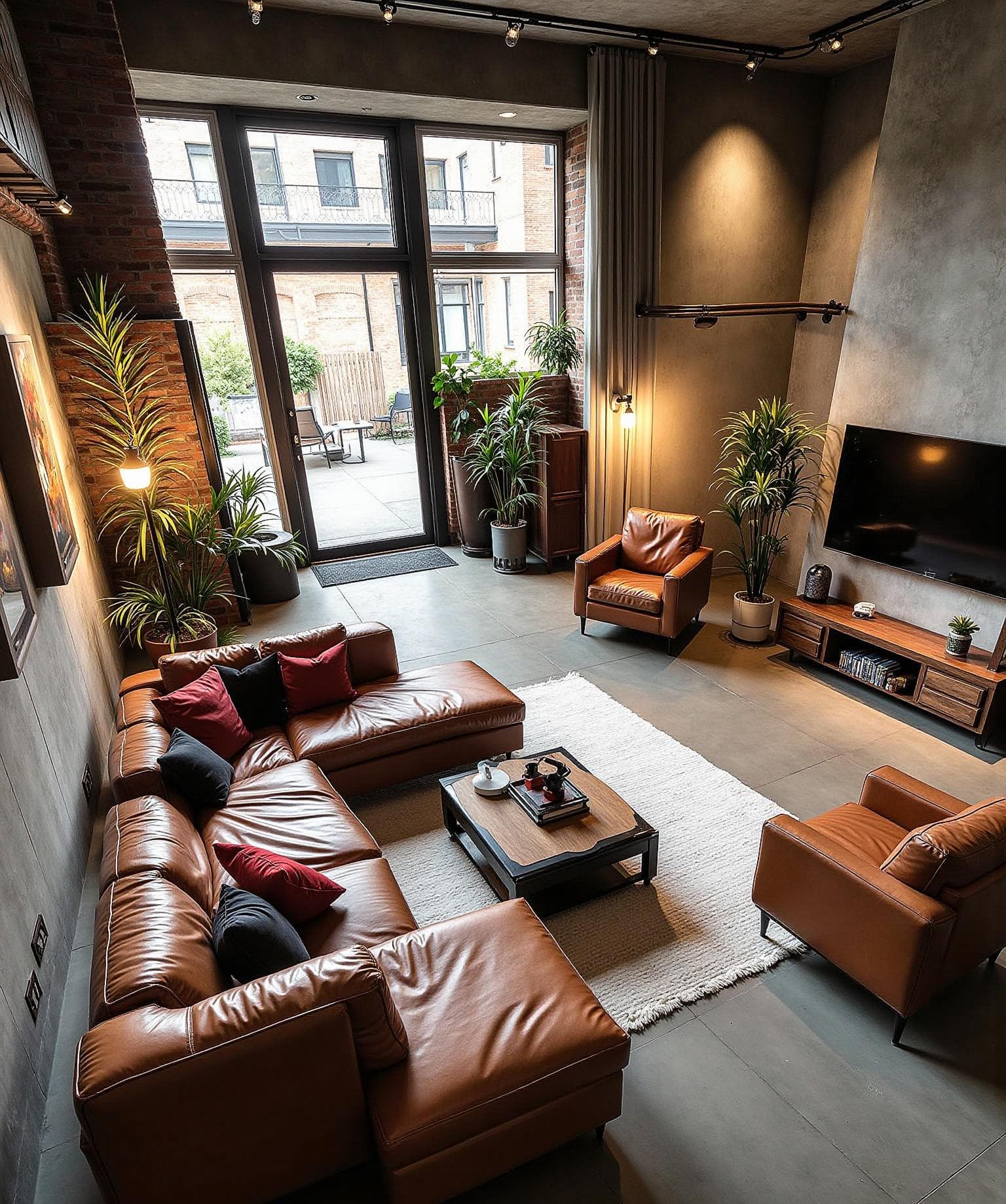 Industrial living room staged with AI room design tool