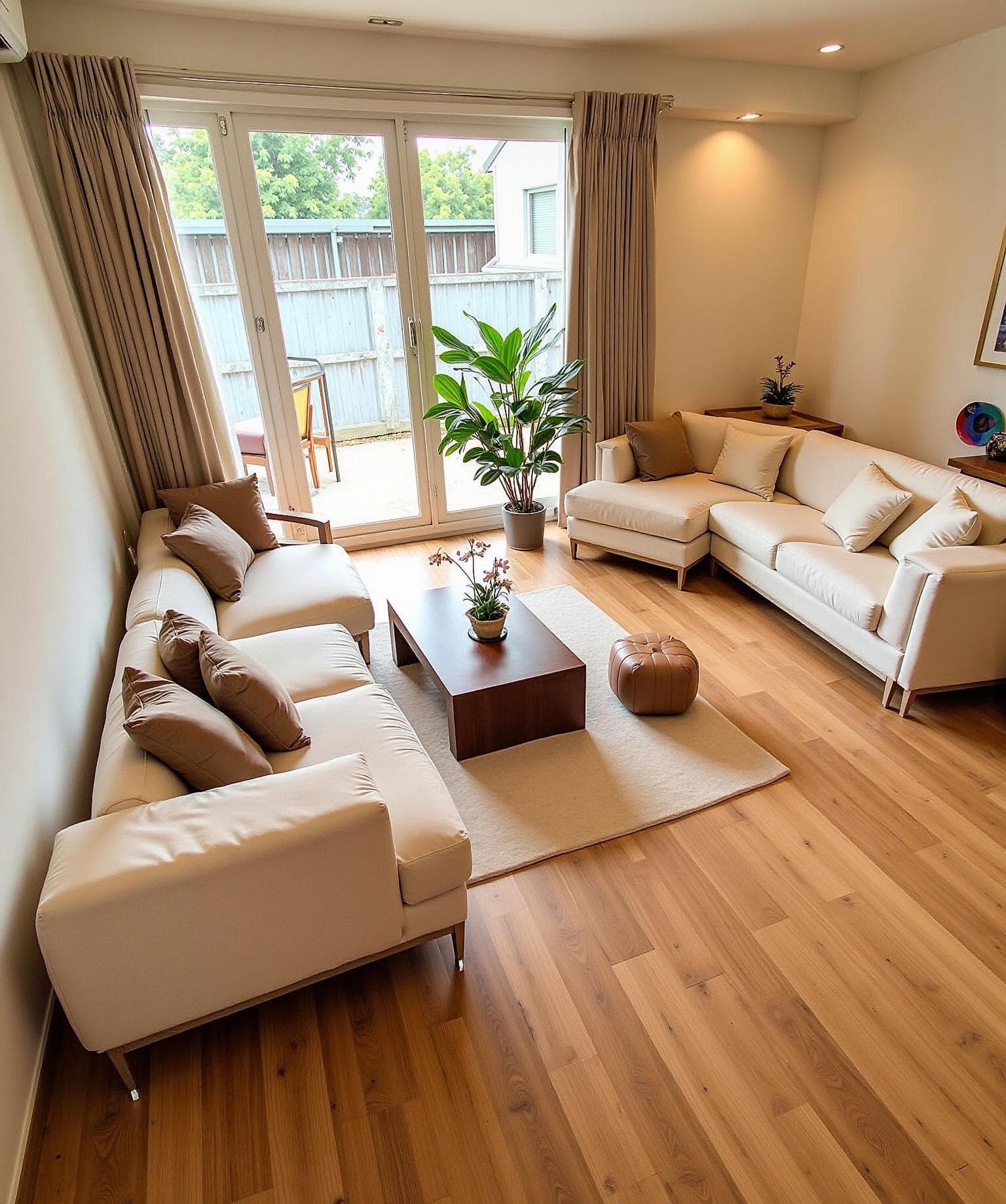 Japandi style living room created with AI living room design tool