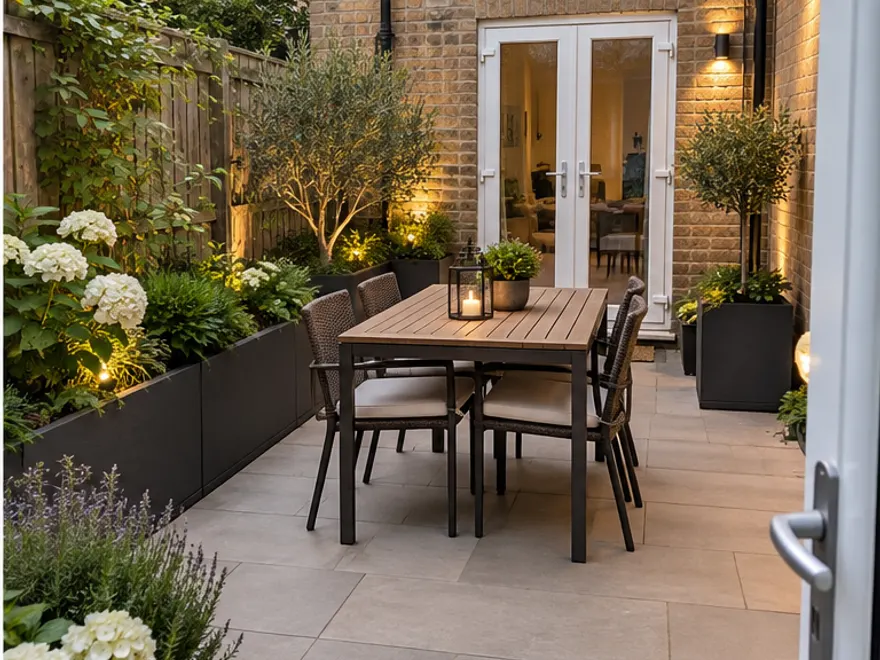 Patio redesign after AI landscape design concept