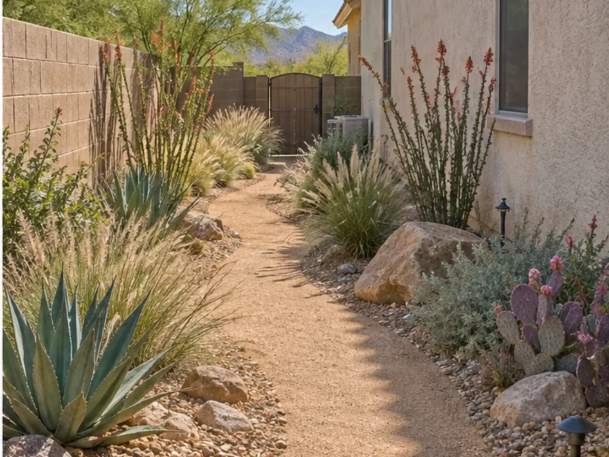 Desert xeriscape after AI landscape design concept