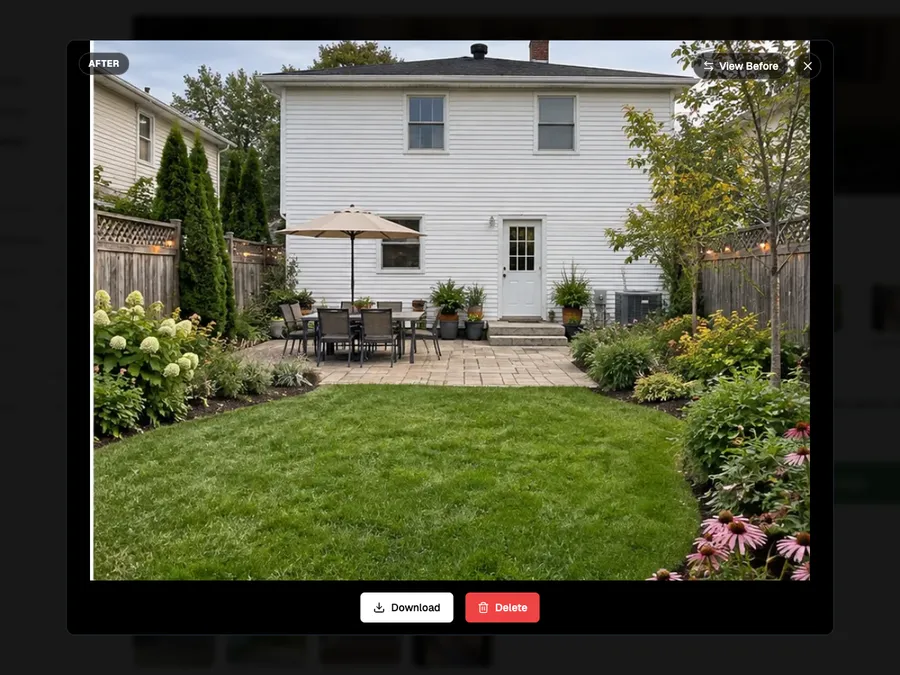 JanvAI result viewer showing an illustrative landscape concept