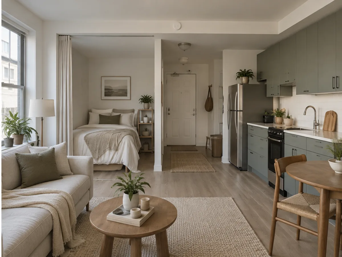 Apartment redesign with coordinated neutral furniture and a clearer layout