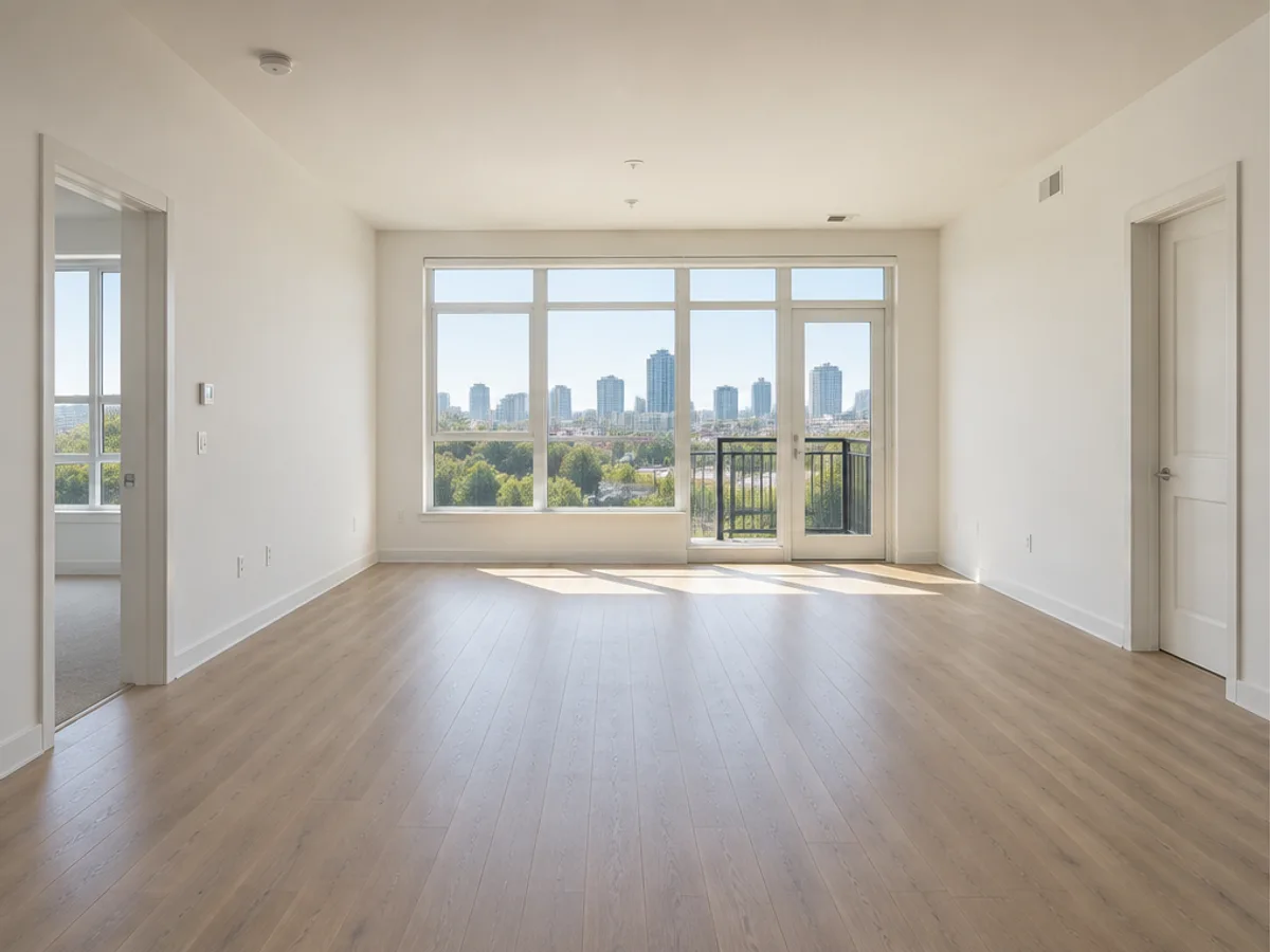 Empty bright apartment living room before virtual staging