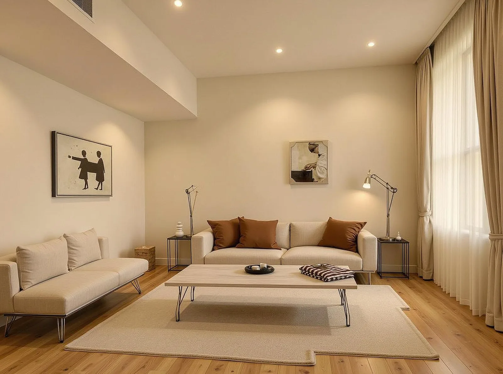 Modern minimalist living room design created with AI staging tool