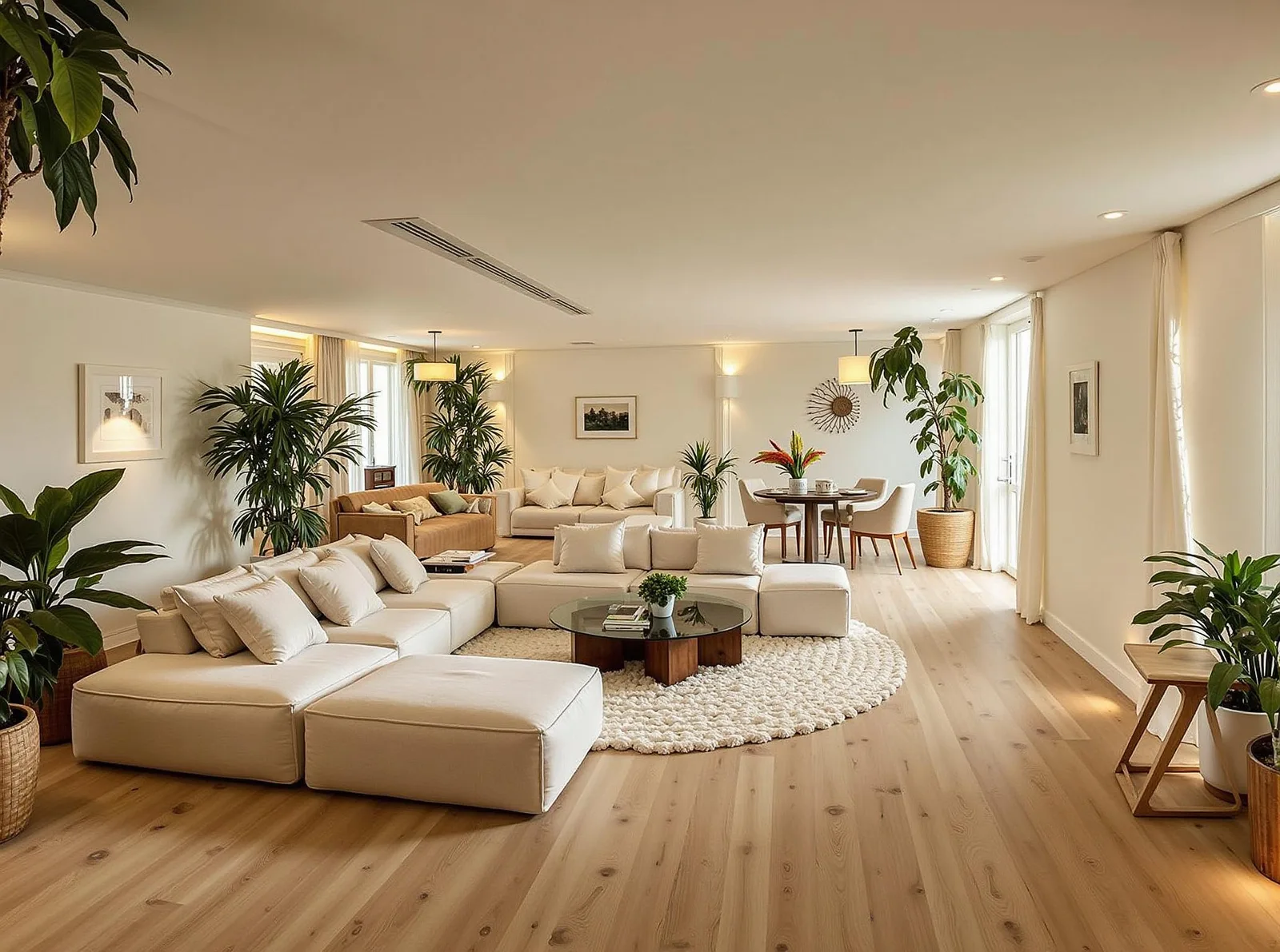 AI virtual staging example with furniture arranged in a bright living space